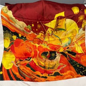 Hennessy Vibrant Red and Orange Silk Scarf